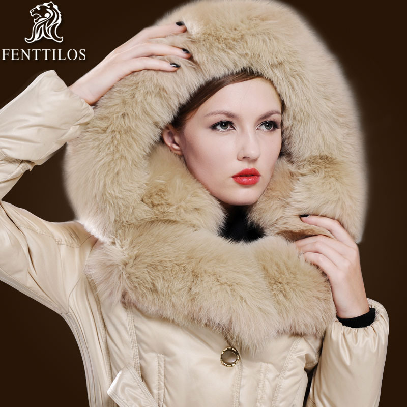 OTA.Free shipping 2012 new fashion PI cao down jacket woman coat, white duck down grows big fox collars warm winter clothing