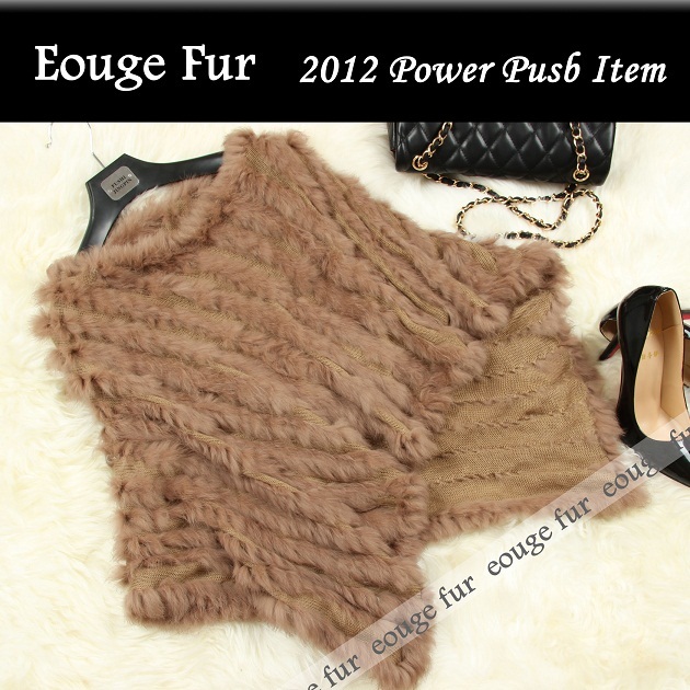 OTTO 2012 autumn and winter handmade trigonometric pullover rabbit fur knitted shawl fur free shipping