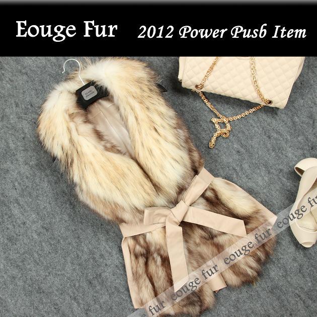 OTTO 2012 autumn and winter raccoon fur vest medium-long sheepskin sleeveless vest free shipping