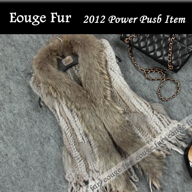 OTTO 2012 autumn and winter vivi pear rabbit fur raccoon fur knitted fur vest free shipping