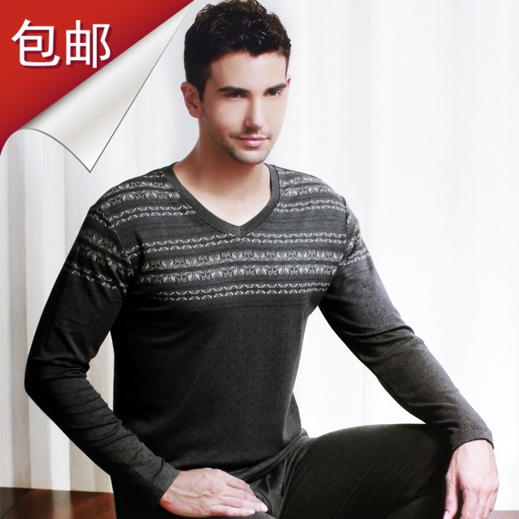 OTTO Male thin thermal underwear set male V-neck long johns o-neck modal cotton sweater free shipping