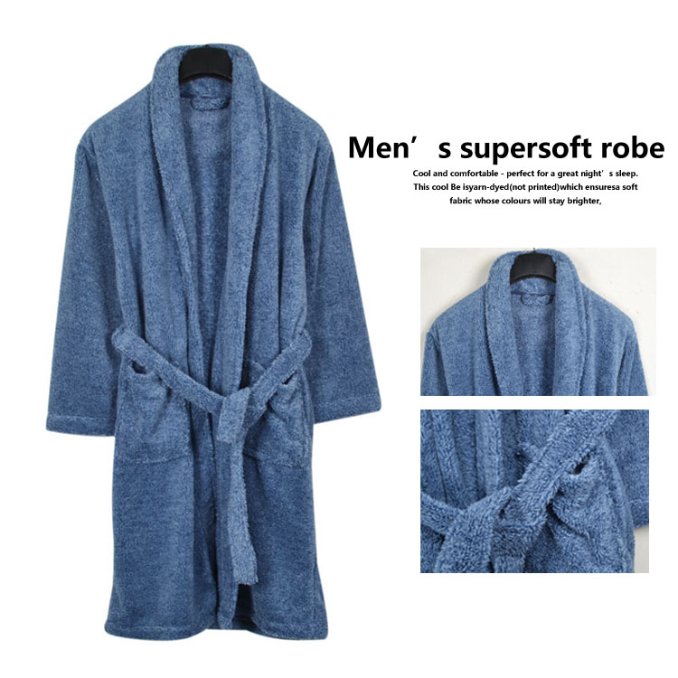 Ouma winter thickening robe sleepwear bathrobes male coral fleece plus size plus size sp11