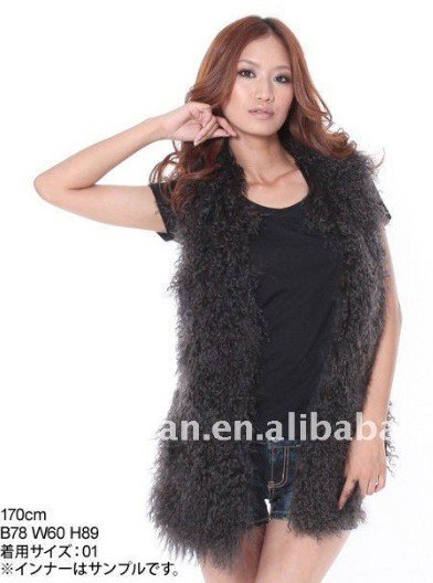 OUT STOCK EMS Free Shipping QD-025 100% Hand Make Genuine TIBET SHEEP FUR Long Vest Outwear Jackets Customize Accept