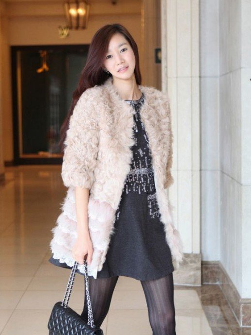 OUT STOCK EMS Free Shipping QD-027 100% Hand Make Knitting Rabbit+Turkey Fur+lACE Coats Outwear Jacket Customize Accept