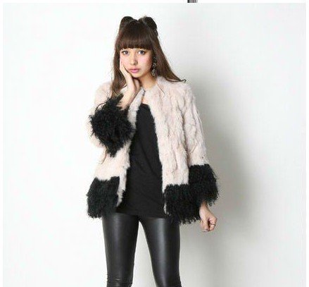 OUT STOCK EMS Free Shipping QD-028 100% Hand Make Rabbit+TIBET SHEEP Fur O-Neck Coats Outwear Jacket Customize Accept