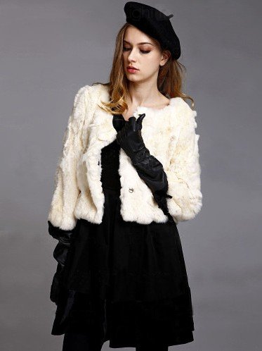 OUT STOCK Free Shipping EMS QD-020 100% Hand Make Genuine KaTu Rabbit Fur Short Coat Outwear Jackets Customize Accept