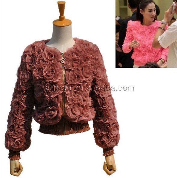 OUT STOCK Free Shipping EMS QD-031 100% Hand Make Genuine ANGORA Rabbit Fur Rose Coats Outwear Jackets Customize Accept