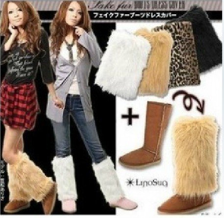 OUT STOCK FREE SHIPPING FH-141 Women Winter Fur Leg Warmers Boots Warmer 30CM and 40CM Can Choose