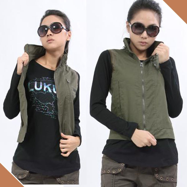 Outdoor casual wear women's stand collar vest all-match slim vest coat vest