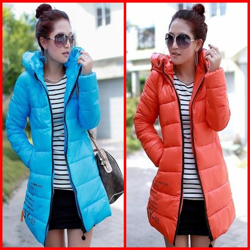 Outerwear 2012 letter print slim long design down cotton-padded jacket long-sleeve women's hooded