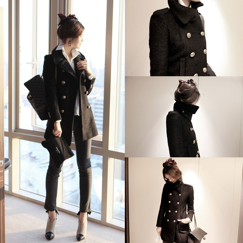 Outerwear women's slim sheep trophonema woolen overcoat autumn and winter clothes medium-long trench