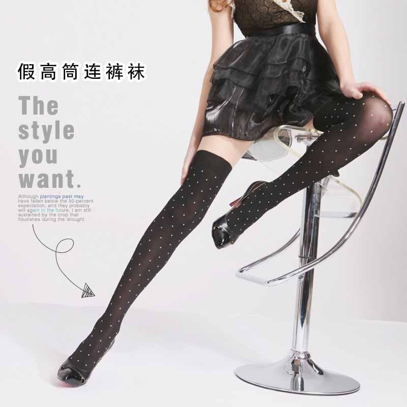 over-the-knee two colors round dot sweet female rompers stockings trousers