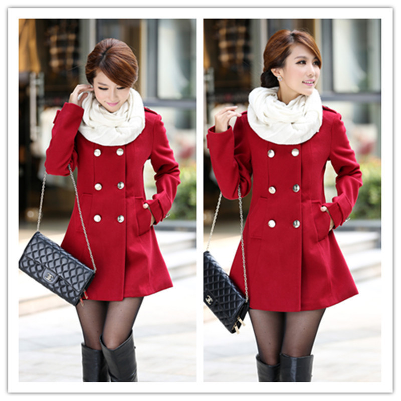 Overcoat Elegant Gentlewomen Double Breasted Slim Long Design Collarless Wool Coat Outerwear Trench Winter