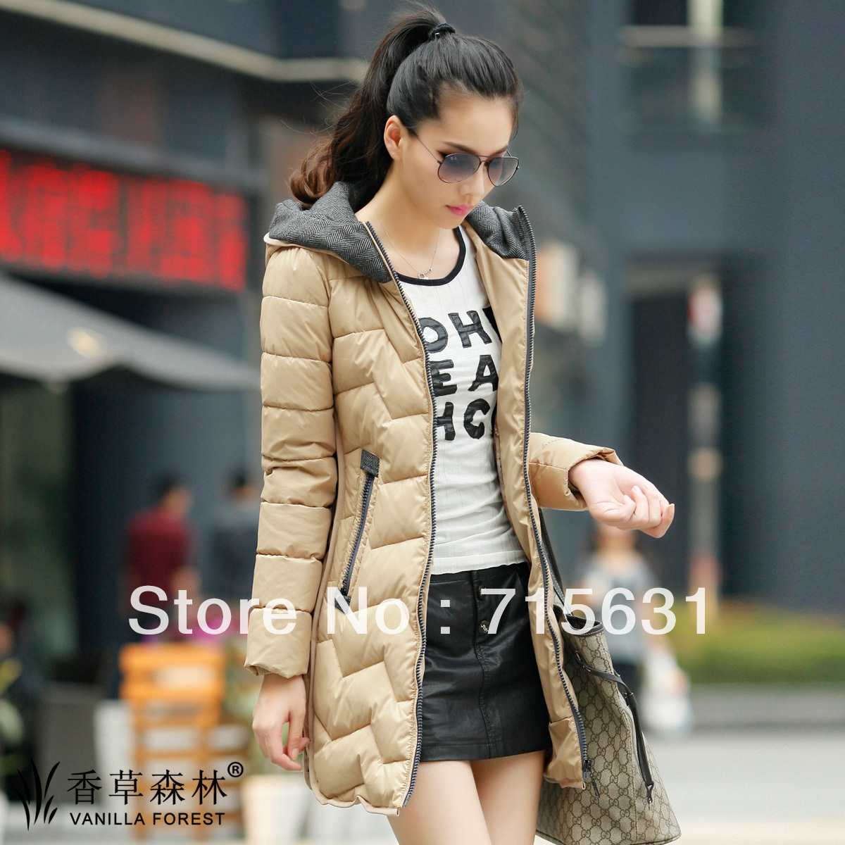 Overcoat women's medium-long trench outerwear with a hood wadded jacket female winter cotton-padded down coat vanilla