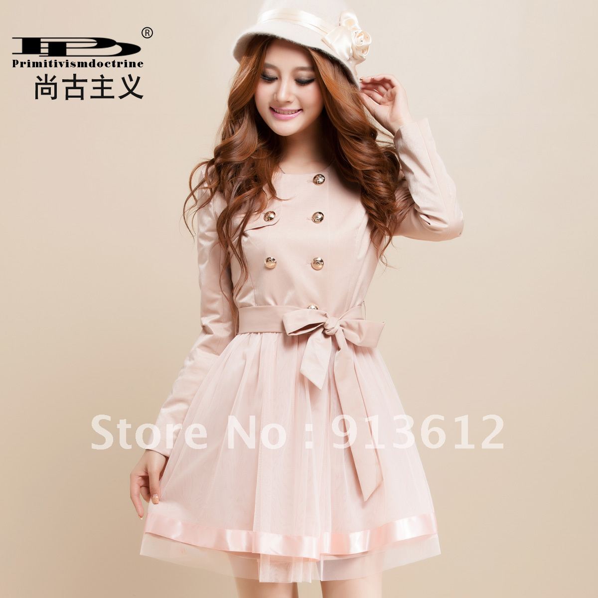 OZN7706 Free Shipping 2012 New Arrival Women Slim Sweet Princess Trench Outerwear Women's Double-breasted Dress