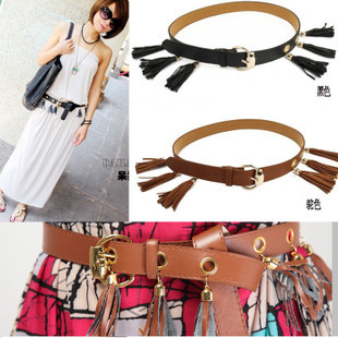 P-0096 2011 fashion tassel belt leather belt cummerbund women's belt