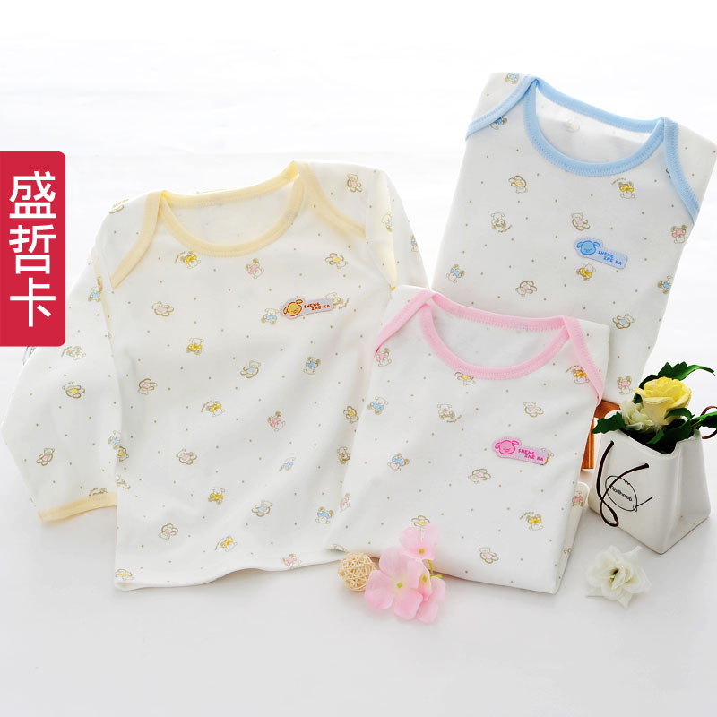 Pajamas Winter 2013 New Card baby sleepwear robe baby 100% cotton underwear top baby basic shirt m0613