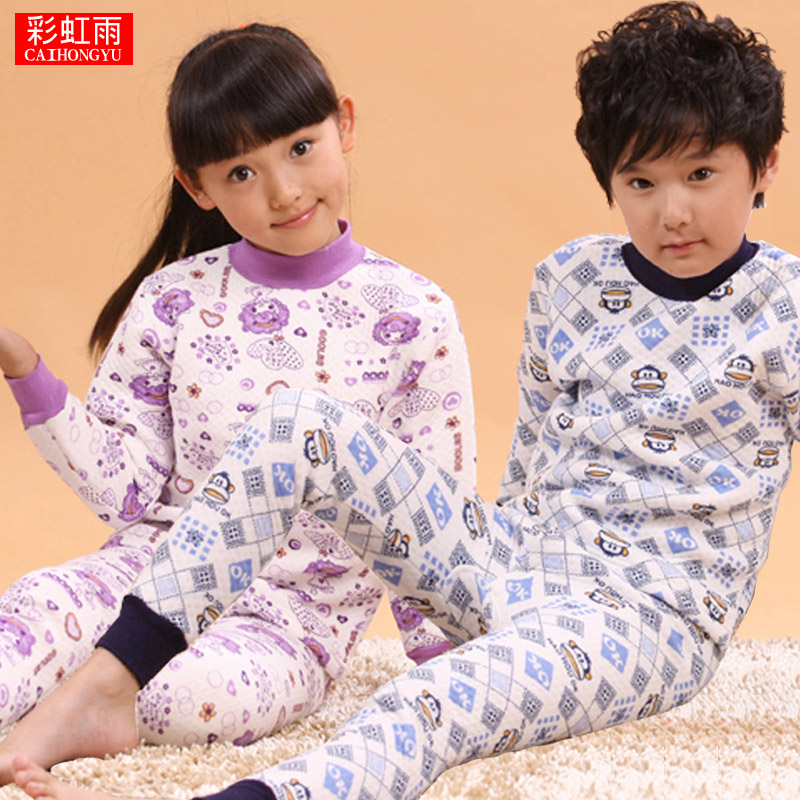 Pajamas Winter 2013 New Child thermal underwear set thickening male child female child set 100% cotton baby sleepwear