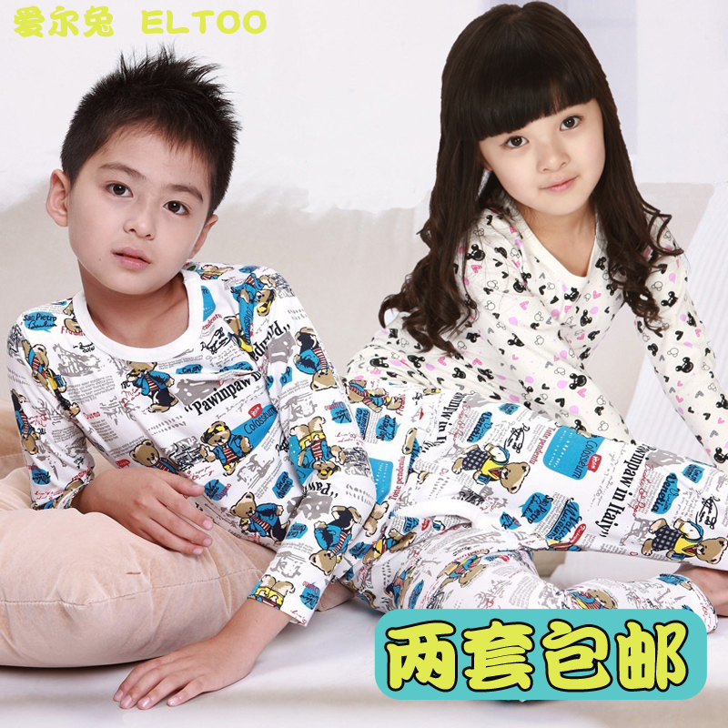 Pajamas women Children's clothing 2013 male child female child spring baby sleepwear child underwear set 100% cotton lounge set