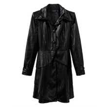 Palace-style shrug skirt long section of PU leather trench coat Women size XXXL