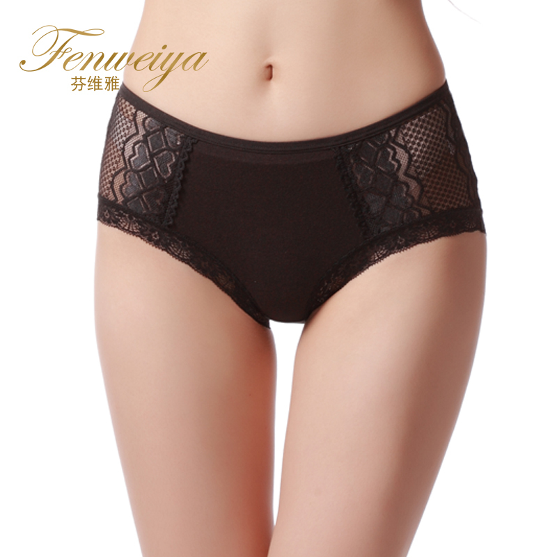 Panties female lace patchwork thin sexy comfortable breathable mid waist trigonometric modal panties 2058