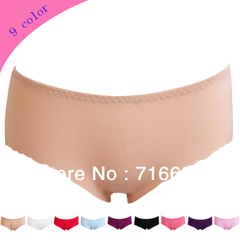 Panties-Free shipping Traceless seamless  Buttocks sexy women's briefs underwear  silk ladies  4pieces/lot  9 kinds of color