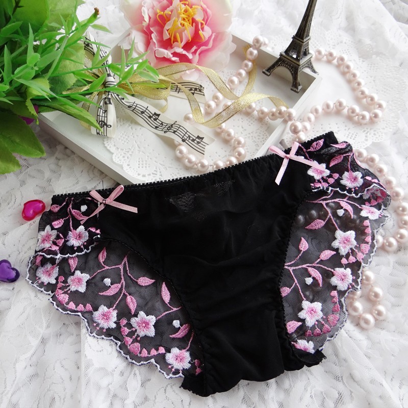 Panties ladies sexy lace panties low-waist embroidered panties quality cotton panties briefs YANXI 0140