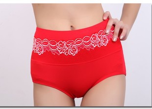 Panties modal female double layer abdomen drawing butt-lifting ultra high nork waist plus size panty