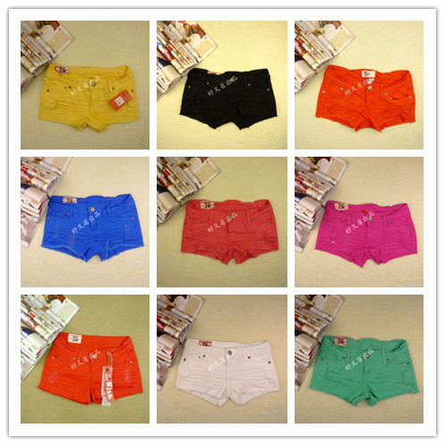 Pants 1st summer female candy multicolour moben denim shorts plus size available a6