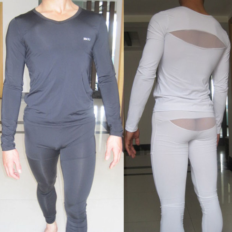 Pants jiku male underwear after the gauze silk body shaping sexy long-sleeve long johns male after long johns