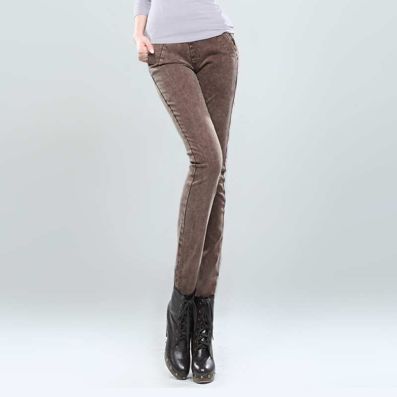 Pants winter new arrival elastic waist jeans slim straight pants female 88338