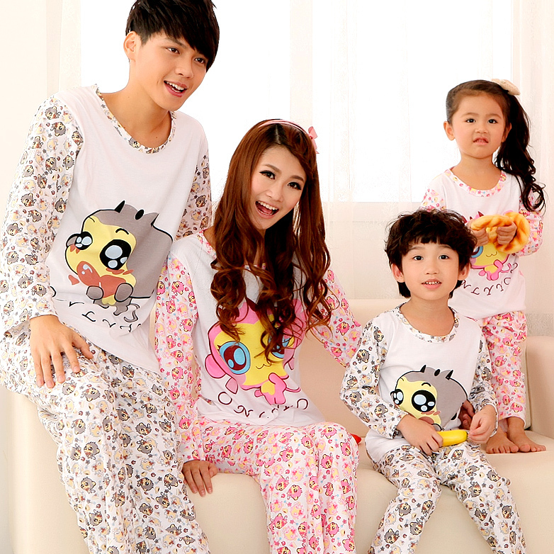 Parent-child sleepwear cartoon long-sleeve family fashion lovers sleepwear female child lounge