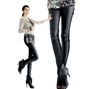 patchwork legging faux leather casual skinny pants boots pants ankle length trousers legging 205