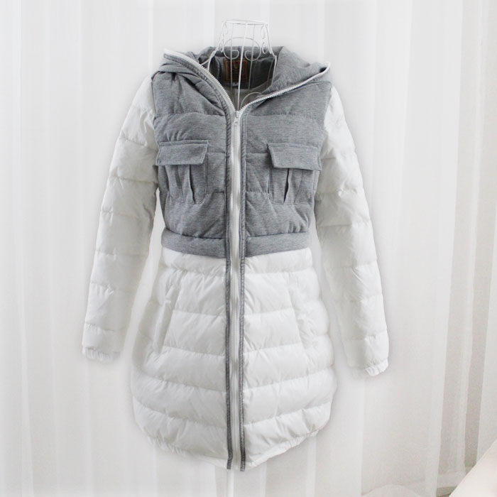 Patchwork long design with a hood long-sleeve wadded jacket outerwear cotton-padded jacket hooded xg2-w33