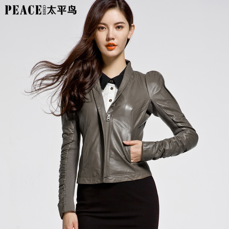 PEACEBIRD women's 2013 spring basic sheep short leather clothing fashion formal slim female