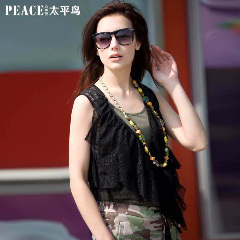 PEACEBIRD women's 2013 summer chiffon lace vest design vest casual waistcoat vest female