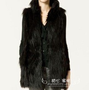 Peach 2012 autumn and winter faux fur coat fashion normic medium-long leather vest