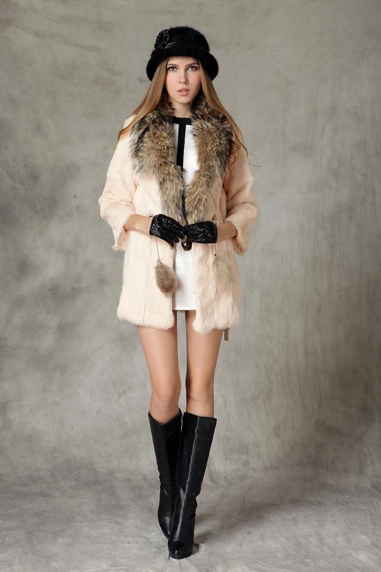 PengHua high end custom imported rabbit fur long coat luxury queen British Wind