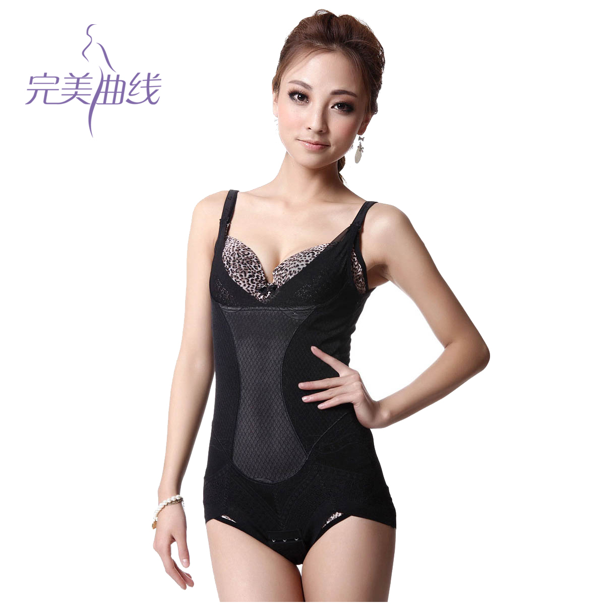 Perfect curve gauze breathable skin-friendly thin summer spring and autumn one piece shaper trigonometric 8011 black