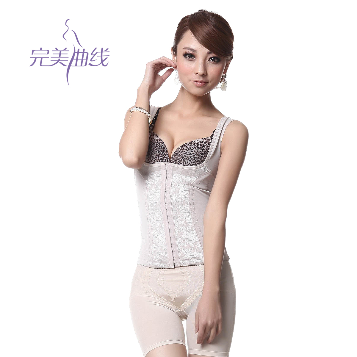 Perfect curve lace tight fitting body shaping underwear tiebelt tight-fitting beauty care bra corset slimming vest female 8023