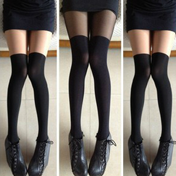 Perfect patchwork knee-high pantyhose stockings over-the-knee socks silk stockings