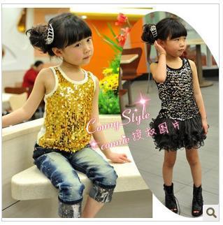 Performance wear summer girls clothing - star bling basic vest female t-shirt 3 ,Free shipping