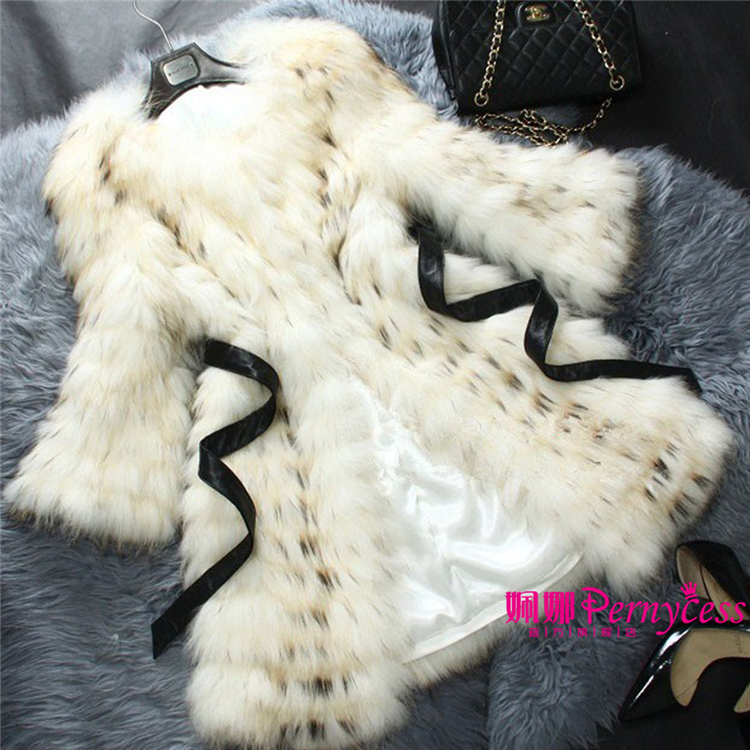 Pernycess 2013 new luxurious and elegant overcoat lady's Medium style chic racoon fur jacket with belt