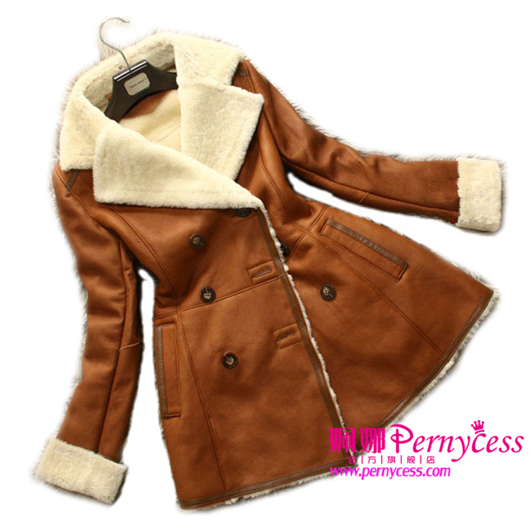 Pernycess lady's cool Australian fur sheepskin top outdoor coat