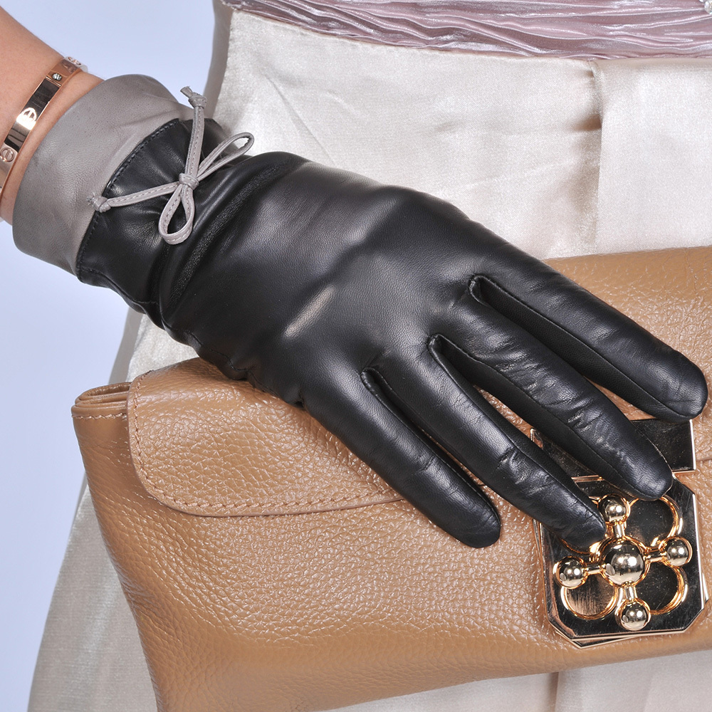 Pernycess Leather gloves female sheepskin winter autumn and winter thermal genuine leather sheepskin gloves w-105