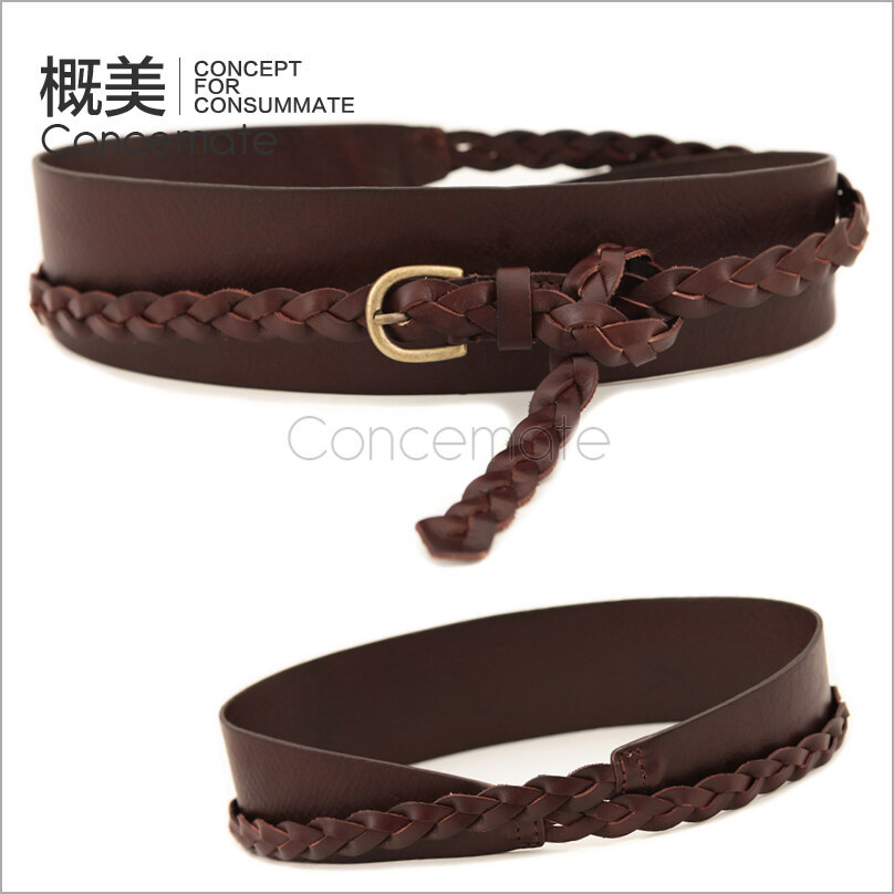 Personality casual all-match genuine leather wide belt female fashion cummerbund genuine leather double-circle female strap c103