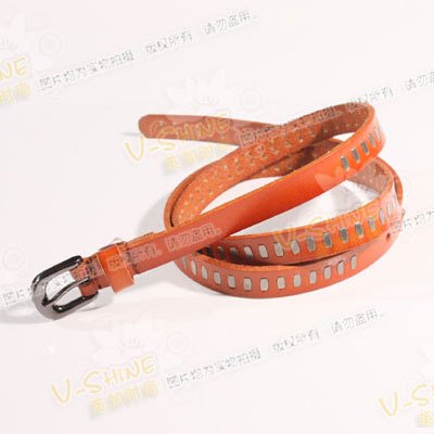 Personalized fashion brief yellow cowhide waist decoration women's thin belt brown genuine leather strap female y176