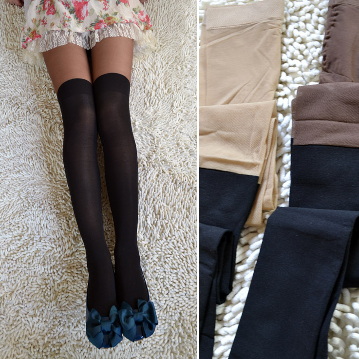 Personalized high velvet pantyhose silk socks black colorant match stockings socks female