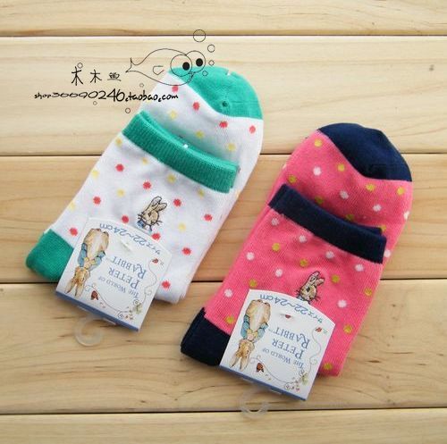 Peter rabbit spring and autumn female cotton socks handmade golden double