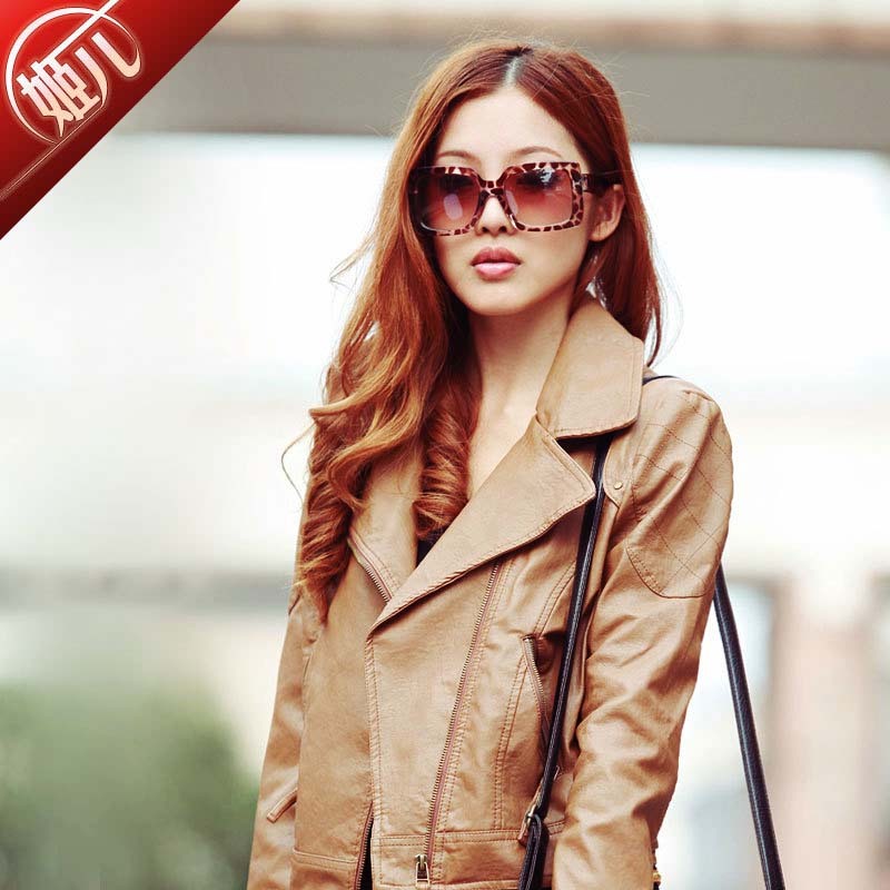 Pew outerwear 2012 autumn small leather clothing plus size leather clothing turn-down collar female women's